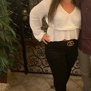 Express White Long Sleeve Blouse